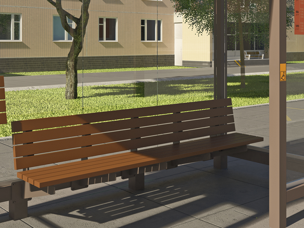 Удобная скамья со спинкой из долговечных материалов